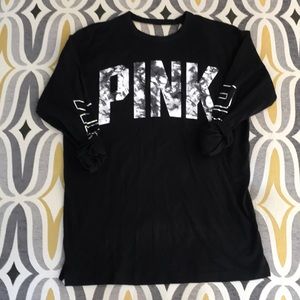 VS PINK long sleeve open back tee